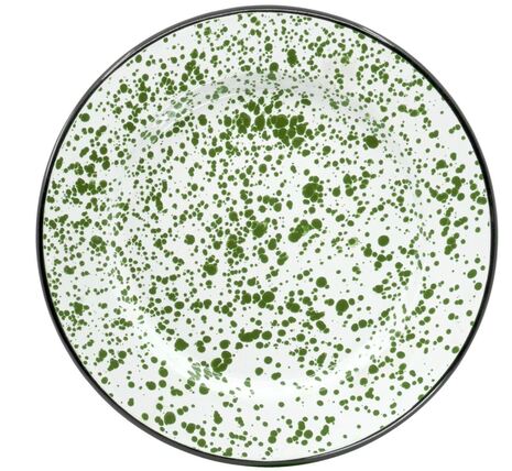 Green Spatter Enamelware Dinner Plate